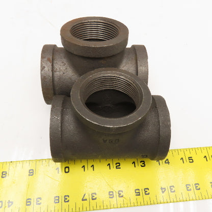 Grinnell 1-1/2" Malleable Black Iron Pipe TEE Lot Of 2