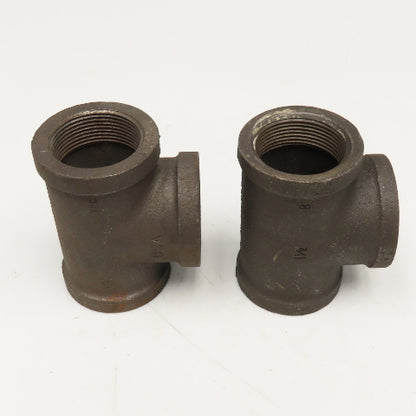 Grinnell 1-1/2" Malleable Black Iron Pipe TEE Lot Of 2