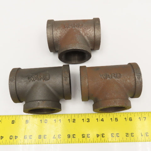 Ward 1-1/2" Malleable Black Iron Pipe TEE USA Lot Of 3