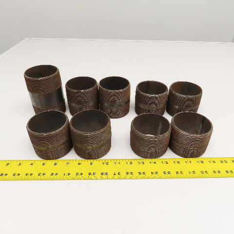 3" Malleable Black Iron Pipe Close Nipples & Misc, Length Lot Of 9