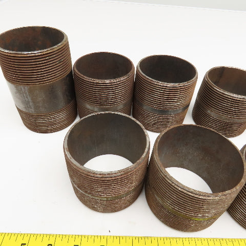3" Malleable Black Iron Pipe Close Nipples & Misc, Length Lot Of 9