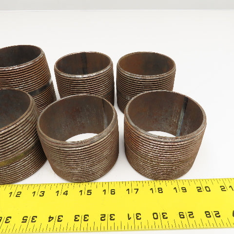3" Malleable Black Iron Pipe Close Nipples & Misc, Length Lot Of 9