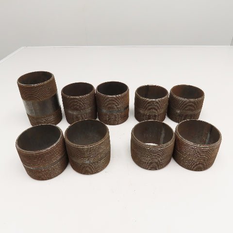 3" Malleable Black Iron Pipe Close Nipples & Misc, Length Lot Of 9