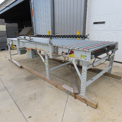 ACS 57" x 13' Powered Roller Belt Lift 90° Transfer Conveyor 116FPM 54" BF