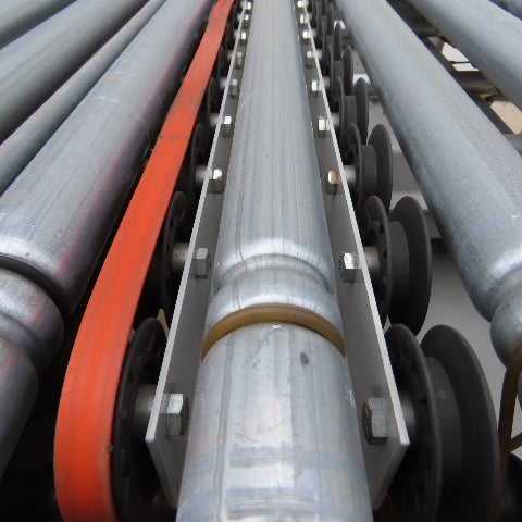 ACS 57" x 13' Powered Roller Belt Lift 90° Transfer Conveyor 116FPM 54" BF