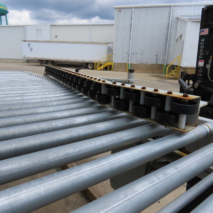 ACS 57" x 13' Powered Roller Belt Lift 90° Transfer Conveyor 116FPM 54" BF