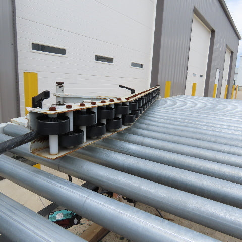 ACS 57" x 13' Powered Roller Belt Lift 90° Transfer Conveyor 116FPM 54" BF