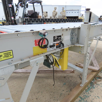 ACS 57" x 13' Powered Roller Belt Lift 90° Transfer Conveyor 116FPM 54" BF