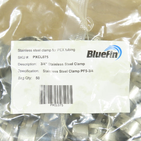 Bluefin PXCL075 3/4" Stainless Steel Clamp For Pex Tubing PF5-3/4 Box Of 1400