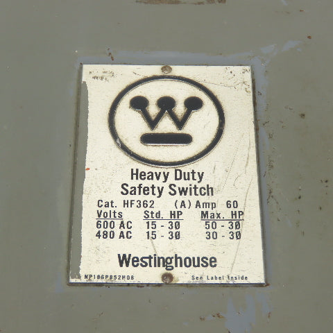 Westinghouse HF362 60A Fusible Heavy Duty Safety Disconnect Switch 600VAC