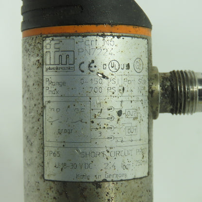 IFM PM7224 Pressure Sensor Switch 1/4" NPT 18-30VDC 700PSI Max