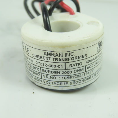 Amran CT212-400-01 Currant Transformer 40mA/0.02mA Ratio 2000OHM Lot Of 2