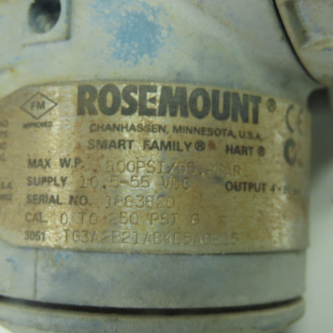 Rosemount TG3A2B21AB4E5A0215 Pressure Transmitter 4-20mA 800PSI 10.5-55VDC