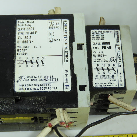 Square D PH40E 8501 Contactor Relay 20A 120V Coil W/ P1.40 Attachment Lot Of 2