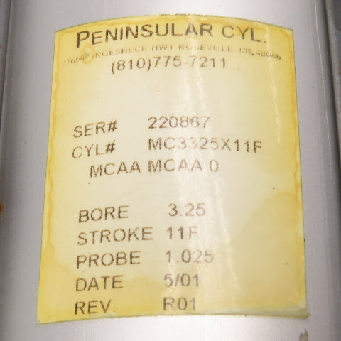 Peninsular MC3325x11F 3.25" Bore 11" Stroke Double Acting 6 Port Air Cylinder