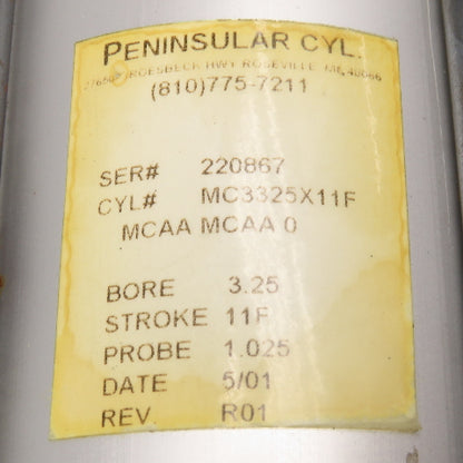 Peninsular MC3325x11F 3.25" Bore 11" Stroke Double Acting 6 Port Air Cylinder