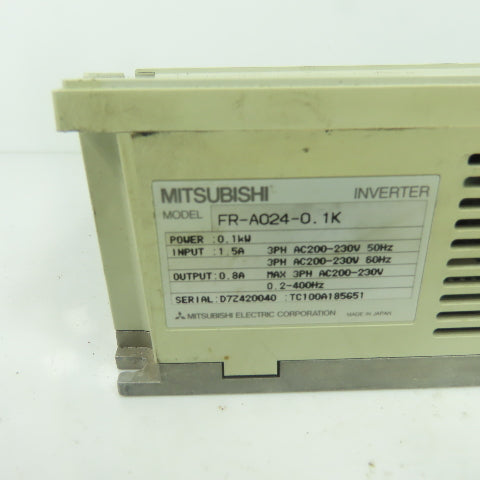 Mitsubishi FR-A024-0.1K Freqrol 0.1kW Inverter Drive 200-230V 3PH 0.2-400HZ