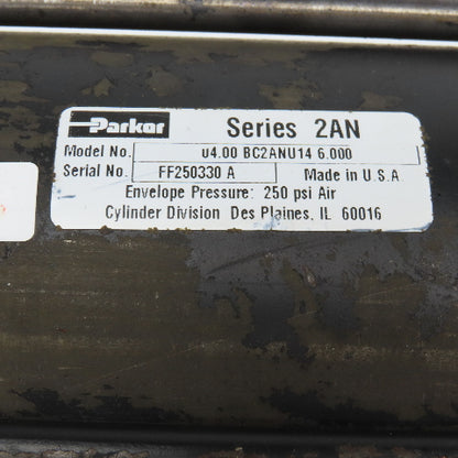 Parker BC2ANU14 4" Bore 6" Stroke Double Acting Clevis Mount Air Cylinder