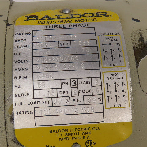 Baldor 3.2Hp 3450RPM 3Ph 208-230/460v Motor & Barnes Hydraulic Gear Pump