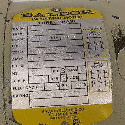 Baldor 3.2Hp 3450RPM 3Ph 208-230/460v Motor & Barnes Hydraulic Gear Pump
