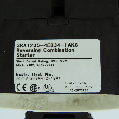 Siemens 3RA1235-4EB34-1AK6 Reversing Combination Starter &Overload 3RV1031-4DA10