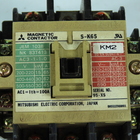 Mitsubishi S-K65 Magnetic Contactor 65A 3-Pole 200-240V Coil