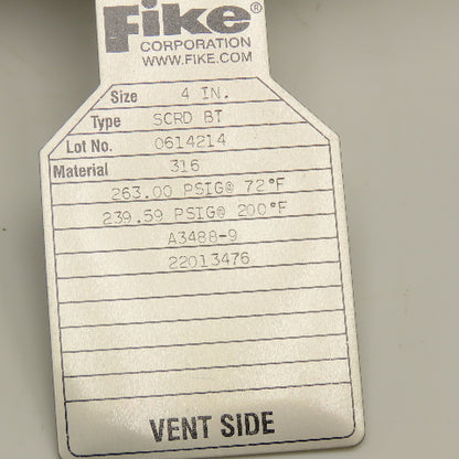 Fike A3488-9 SCRD BT 263PSI @ 72°F Rupture Disc 4" Stainless Steel