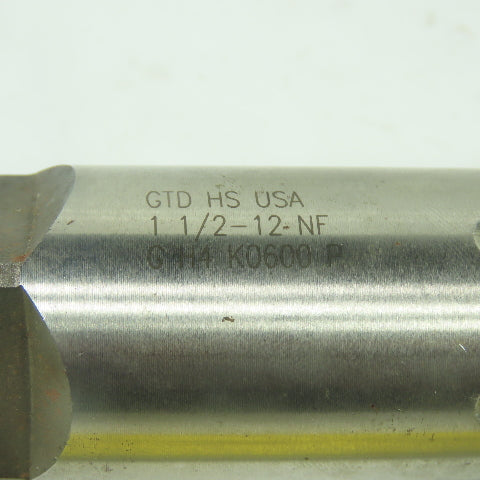 GTD 1-1/2"-12 NF Straight 6-Flute Taper Tap G H4 6-7/16" OAL