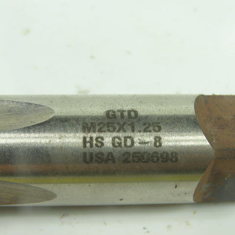 GTD 250698 M25X1.25 Straight 4-Flute Taper Tap HS GD-8 5-3/16" OAL