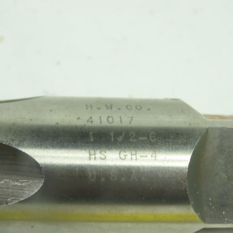 H.W. Co. 41017 1-1/2"-6 Straight 4-Flute Taper Tap HS GH-4 6-7/16" OAL