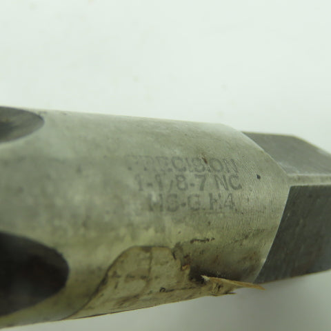 Precision 1-1/8"-7 NC Straight 4-Flute Taper Tap HS-G-H4 5-1/2" OAL