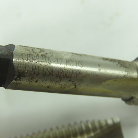 GTD 9/16"-12 NC Straight 3-Flute Taper Tap HS G H3 3-9/16" OAL Lot of 2