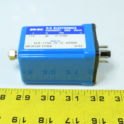 R-K Electronics ECB-115A-2X-2L-A3988 On Delay Timer Relay 115V .1-2 Sec 8-Pin