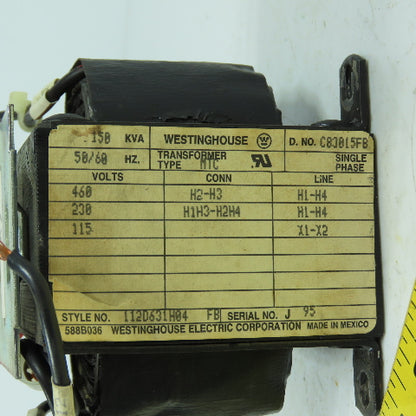 Westinghouse 112D631H04 0.150kVA Control Transformer Pri 230/460V Sec 115V 1PH