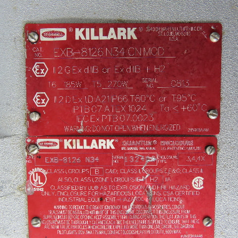 Killark EXB-8126N34 Quantum 8x12x 6" Hazardous Explosion & Flame Proof Enclosure
