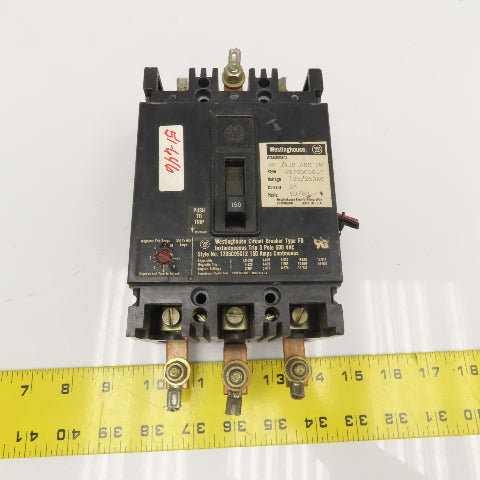 Westinghouse 1265C95G12 150A 600VAC 3 Pole Circuit Breaker Adjustable Trip