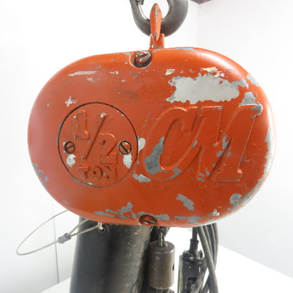 CM Model F 1/2 Ton 1000LBS Electric Chain Hoist 15' Lift 16FPM 3Ph 220/440V