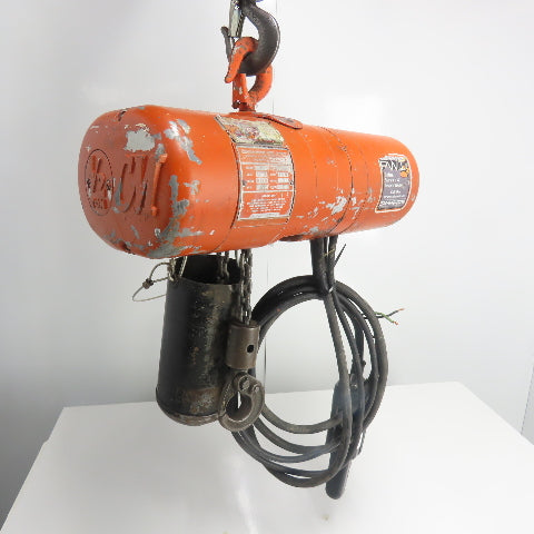 CM Model F 1/2 Ton 1000LBS Electric Chain Hoist 15' Lift 16FPM 3Ph 220/440V