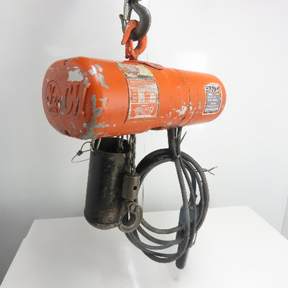 CM Model F 1/2 Ton 1000LBS Electric Chain Hoist 15' Lift 16FPM 3Ph 220/440V