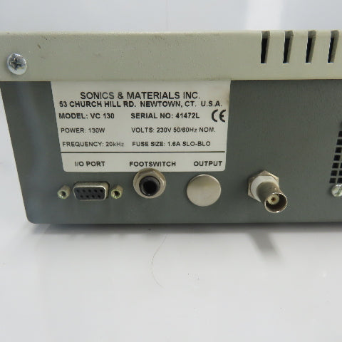 Sonics & Materials Model VC 130 Low Volume Ultrasonic Processor 230V 130W