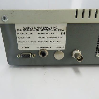 Sonics & Materials Model VC 130 Low Volume Ultrasonic Processor 230V 130W