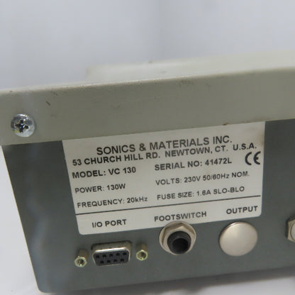 Sonics & Materials Model VC 130 Low Volume Ultrasonic Processor 230V 130W