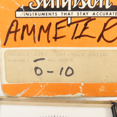 Simpson Model 1357 Panel Ammeter 0-10 AC Amps