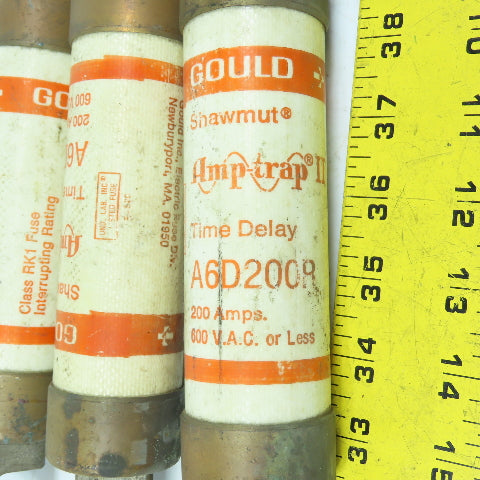 Gould Shawmut A6D200R Amptrap 200A Time Delay Fuse 600VAC Lot Of 3