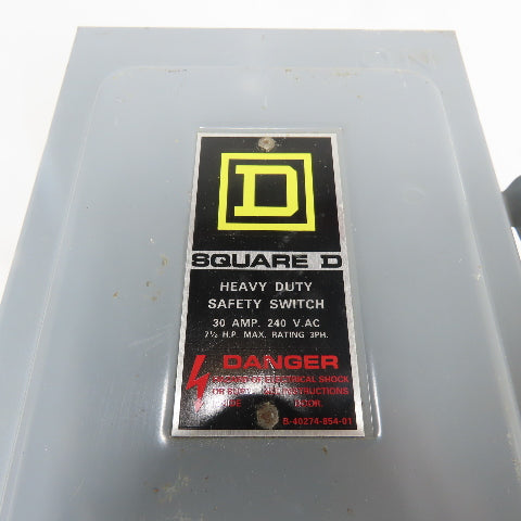 Square D H221N 30A Fusible Heavy Duty Safety Disconnect Switch 240VAC
