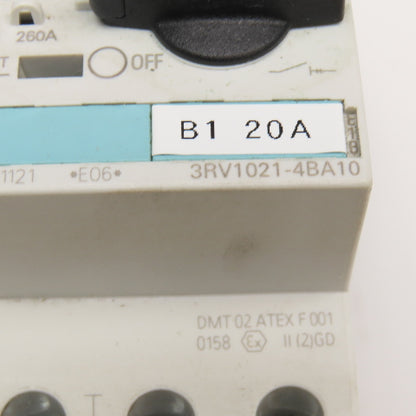 Siemens 3RV1021-4BA10 Manual Motor Starter Circuit Breaker 14-20A Trip
