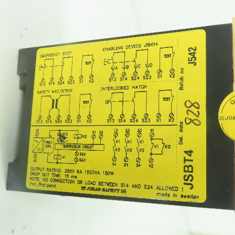 Jokab Safety JSBT4 Rail Mount Safety Relay 115VAC