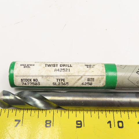 Precision Twist Drill 7477503 .625 Twist Drill Carbide 2 Flute 6" OAL
