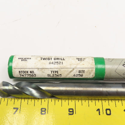 Precision Twist Drill 7477503 .625 Twist Drill Carbide 2 Flute 6" OAL