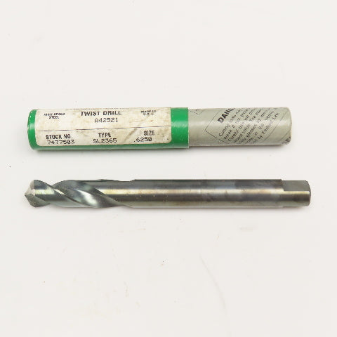 Precision Twist Drill 7477503 .625 Twist Drill Carbide 2 Flute 6" OAL